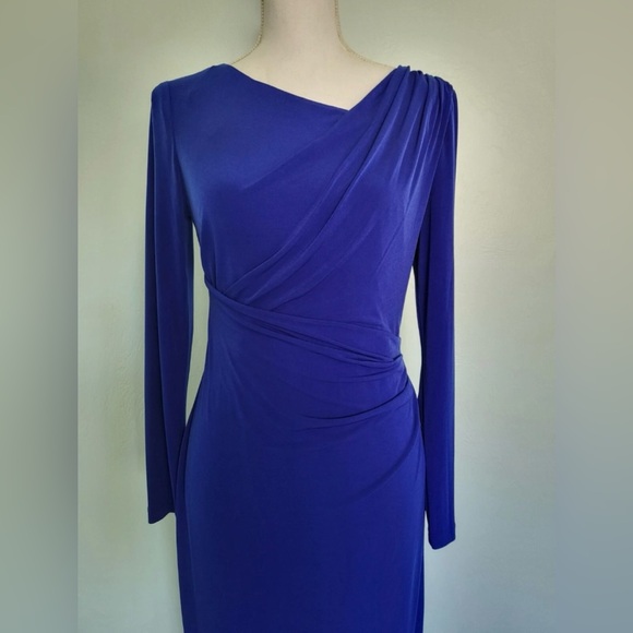🧊 Connected Sapphire Blue Jersey Knit Formal Evening Gown, 4 - Picture 2 of 8